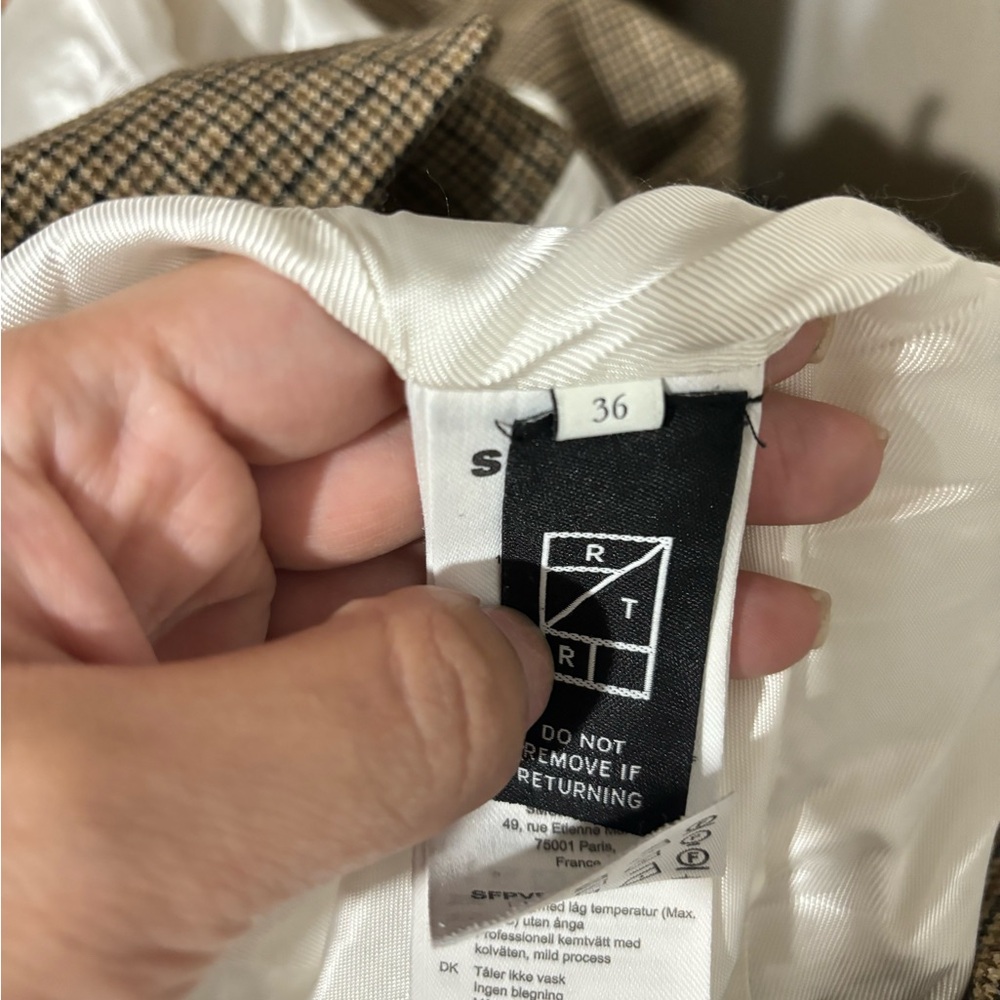 Sandro Beige Brown Houndstooth Blazer - Picture 8 of 8